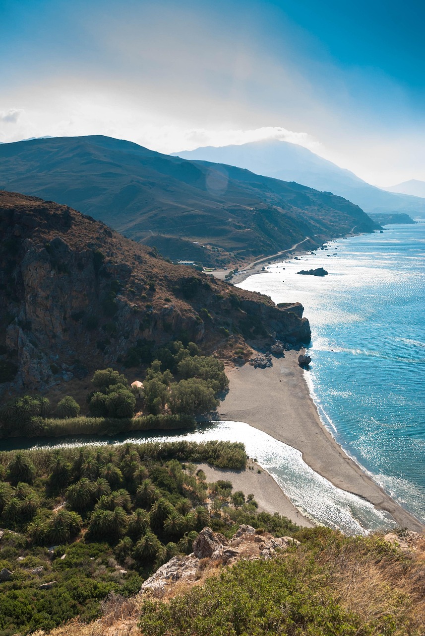 Preveli Beach, a popular hiking destination in Crete.