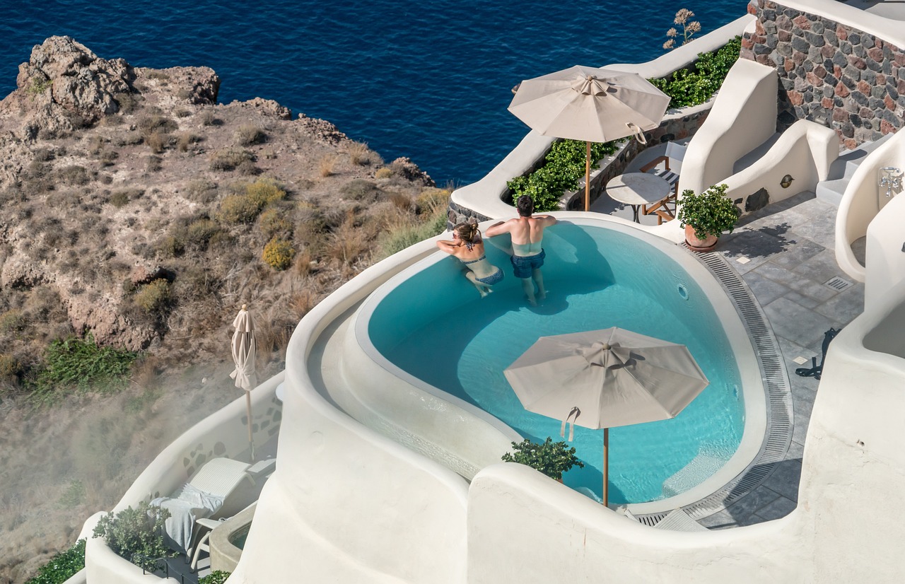 Luxury relax in swimming pool.