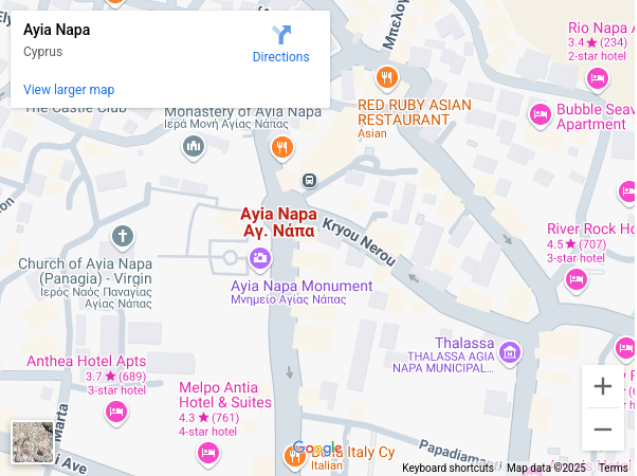 Agia Napa in Google Map