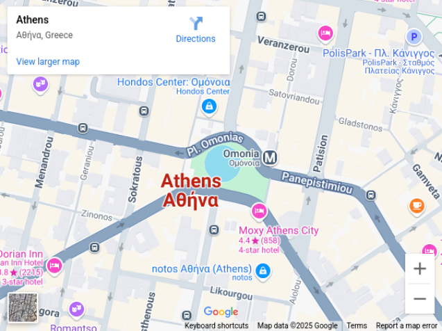 Athens in Google Map