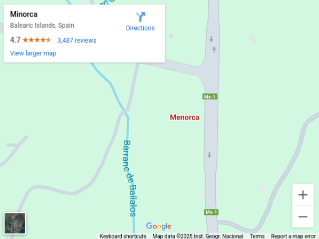 Menorca in Google Map
