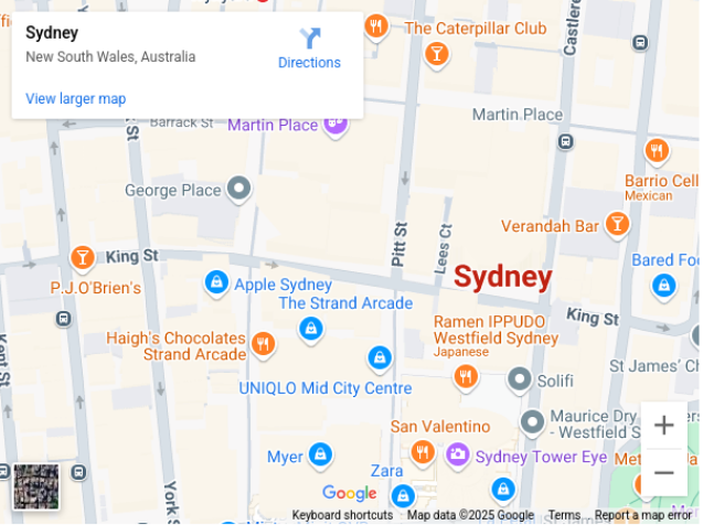 Sydney in Google Map