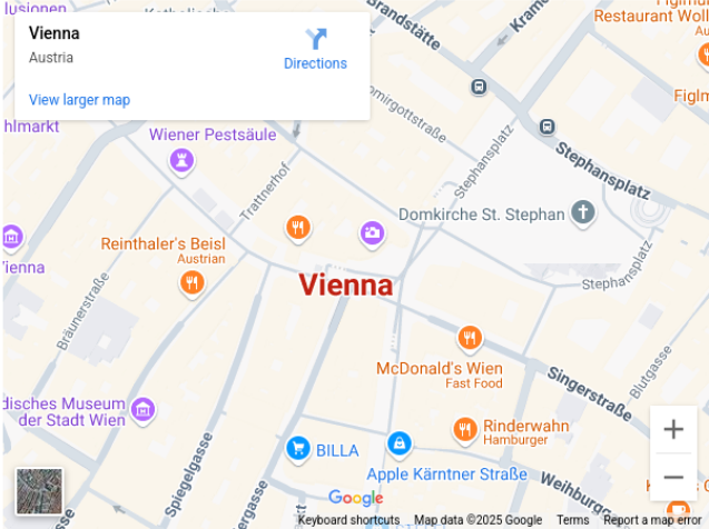 Vienna in Google Map