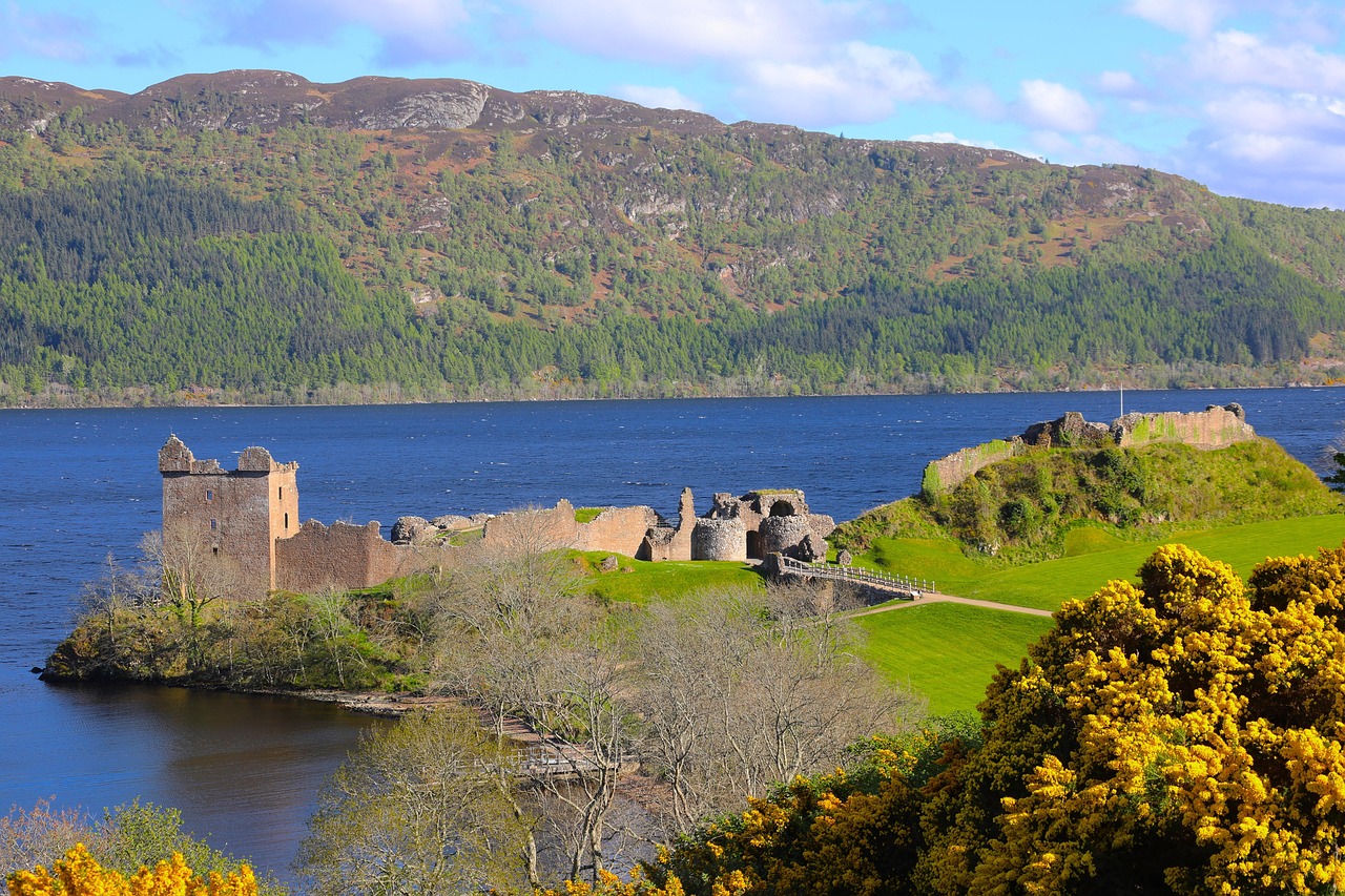 The mystical Loch Ness, home of the legendary Nessie, surrounded by stunning scenery.